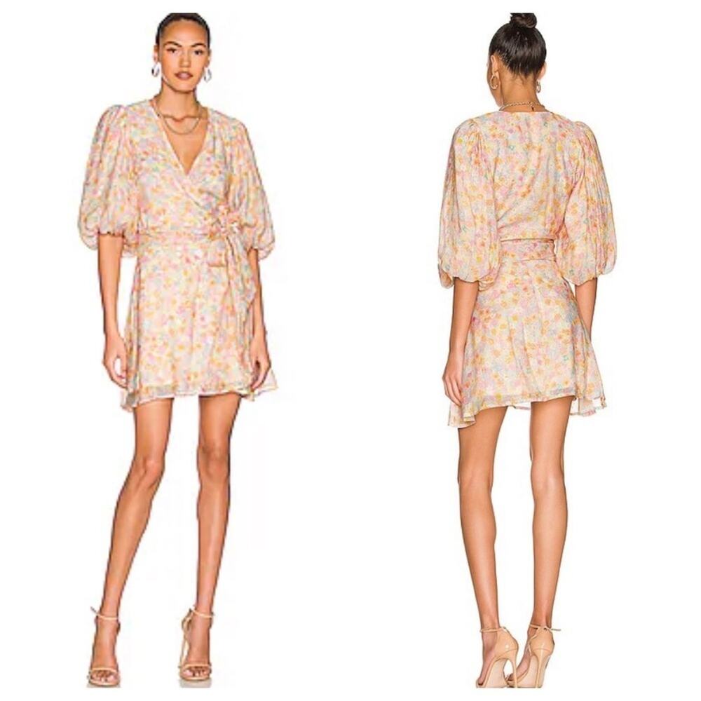MINKPINK Elvire Floral Romantic Wrap Print Mini Dress Size X-Large